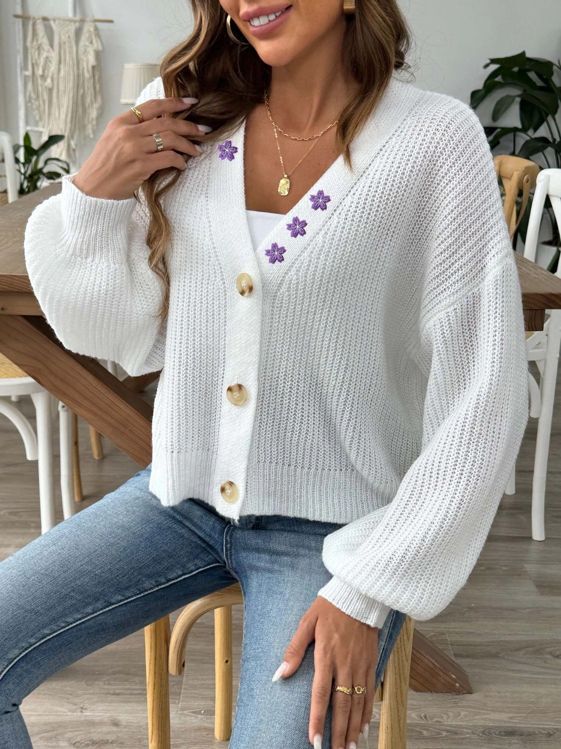 V-Neck Button Up Long Sleeve Cardigan Grab It Now Shop the Best Deals