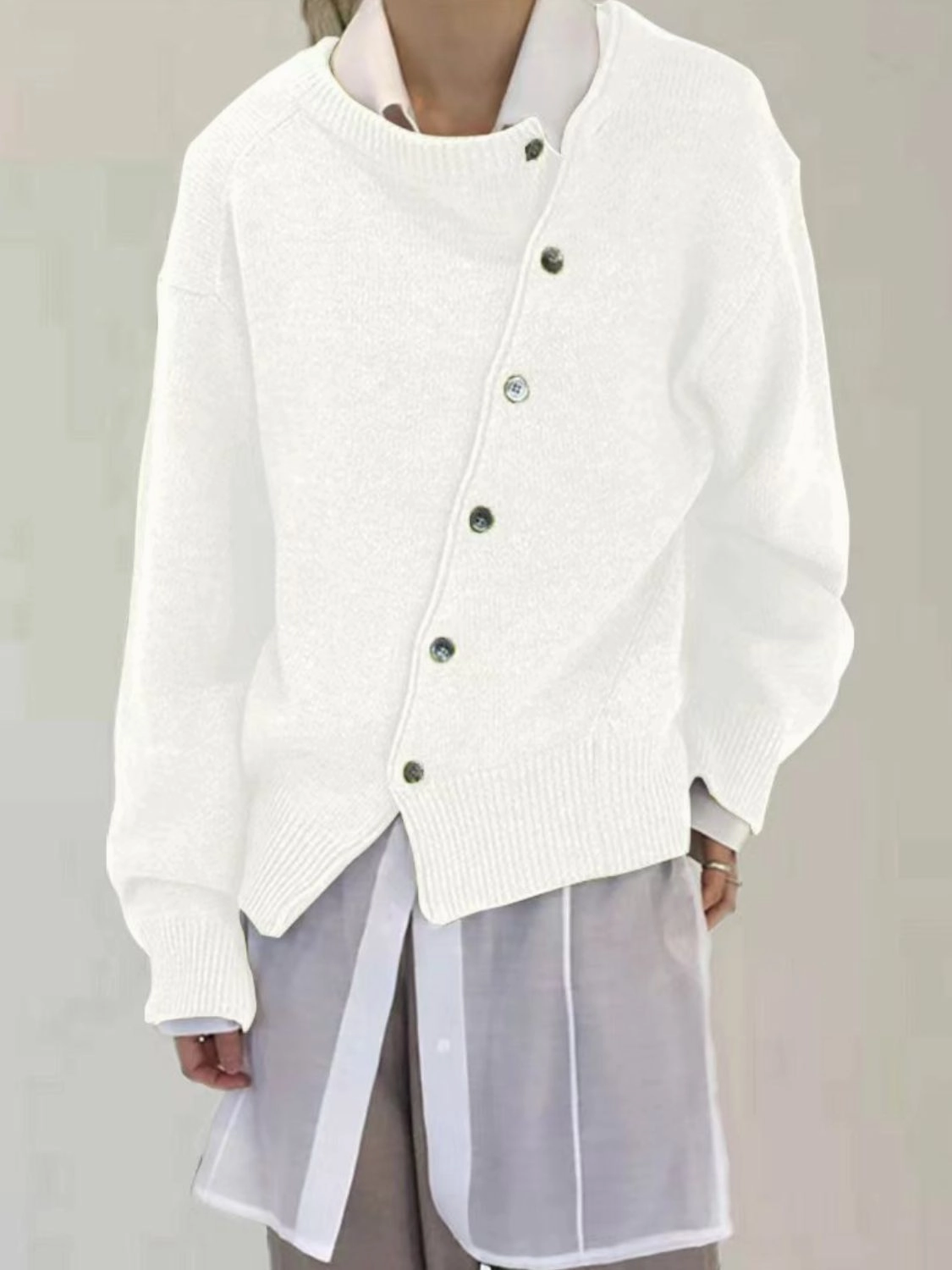 Dropped Shoulder Buttoned Cardigan Flash Sale Now Big Savings Event