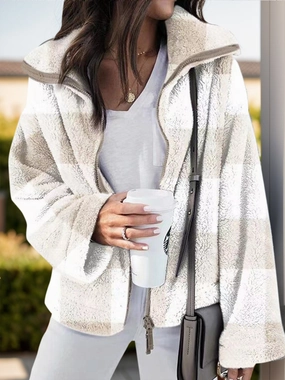 Full Size Plaid Zip Up Long Sleeve Jacket Trending Deals Today