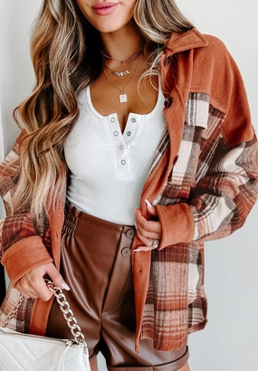 Shop Smart Deals Plaid Button Up Long Sleeve Jacket