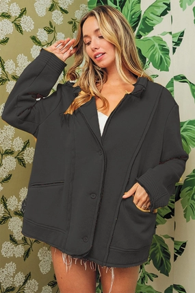 Dont Wait Save Todays Special Picks Bibi Single-Breasted Washed Fleece Jacket