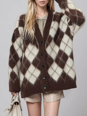 Today Only Hot Pick Plaid V-Neck Button Up Cardigan
