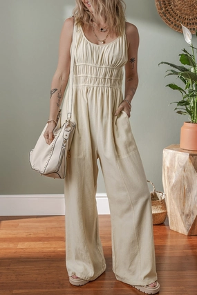 Ruched Sleeveless Wide Leg Jumpsuit Flash Deal Alert