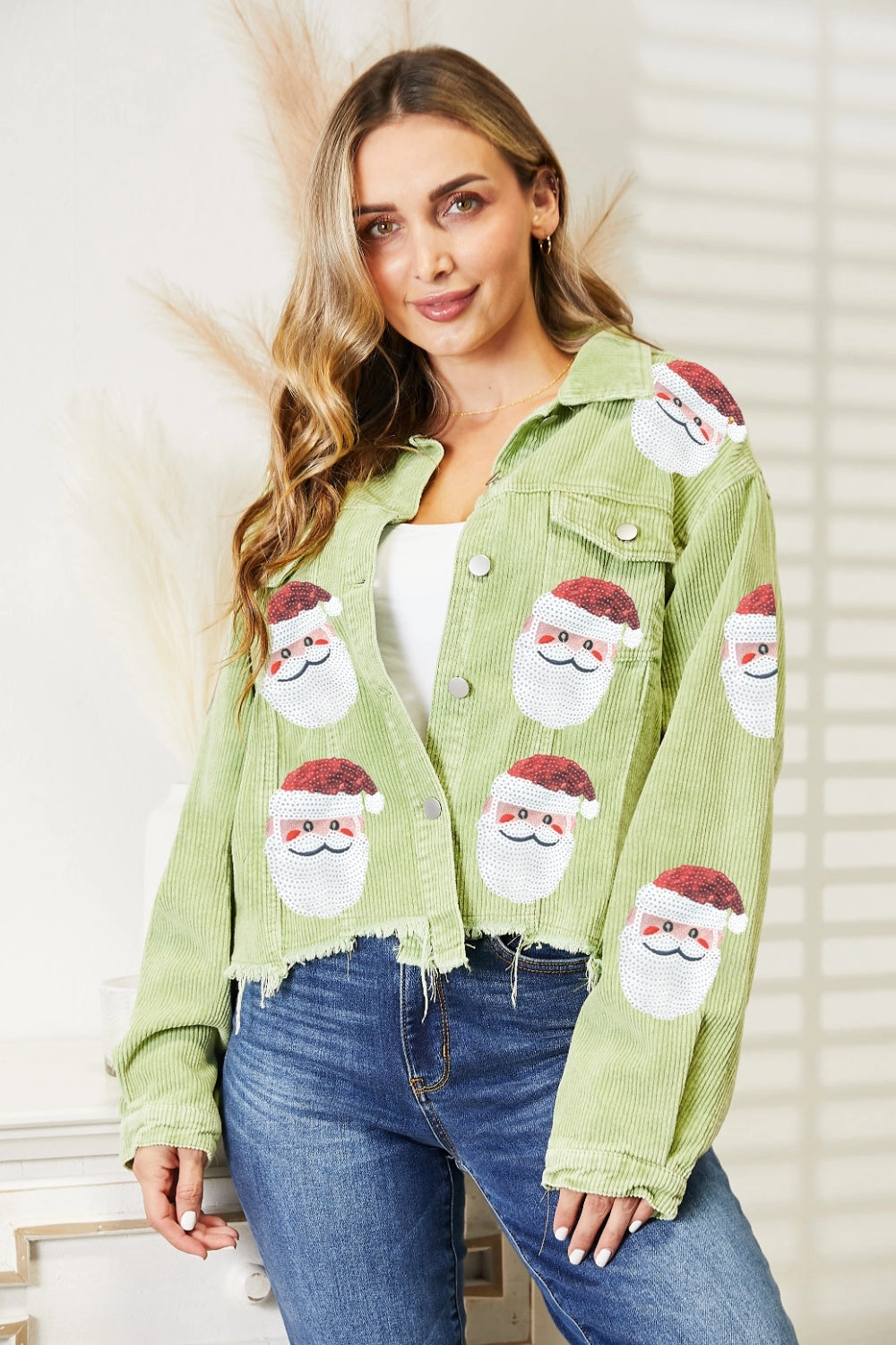 Santa Sequin Raw Hem Jacket Shop Hot Picks Hot Sale Alert