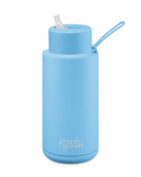 Trending Savings Now Exclusive Hot Pick Frank Green Ceramic Reusable Bottle 34Oz/1 Litre With Straw Lid - Sky Blue