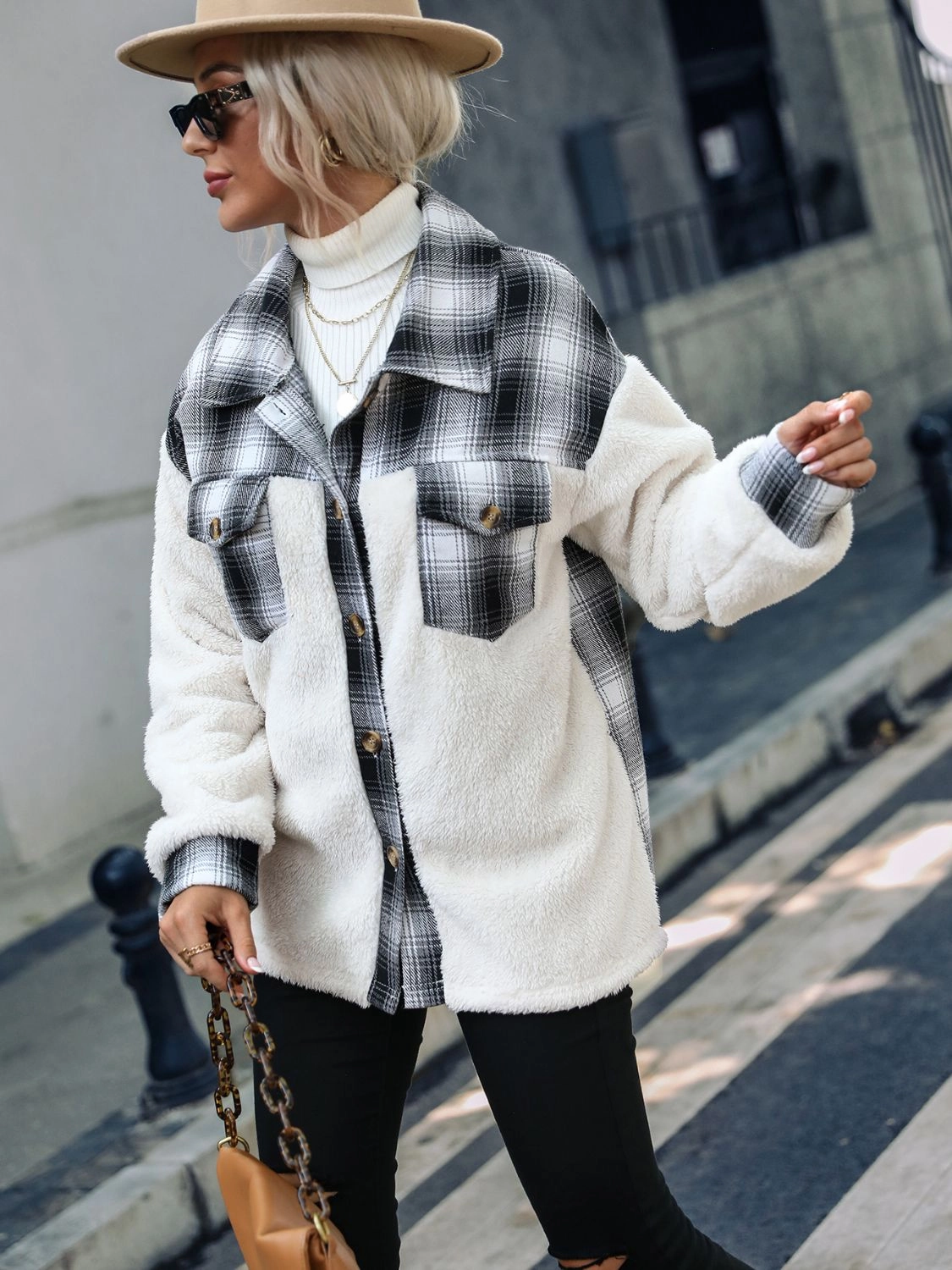 Todays Trending Deals Grab Your Savings Plaid Collared Neck Button Down Jacket