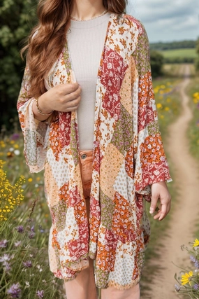Perfect Gift Sale Limited Stock Deals Printed Open Front Long Sleeve Cover-Up