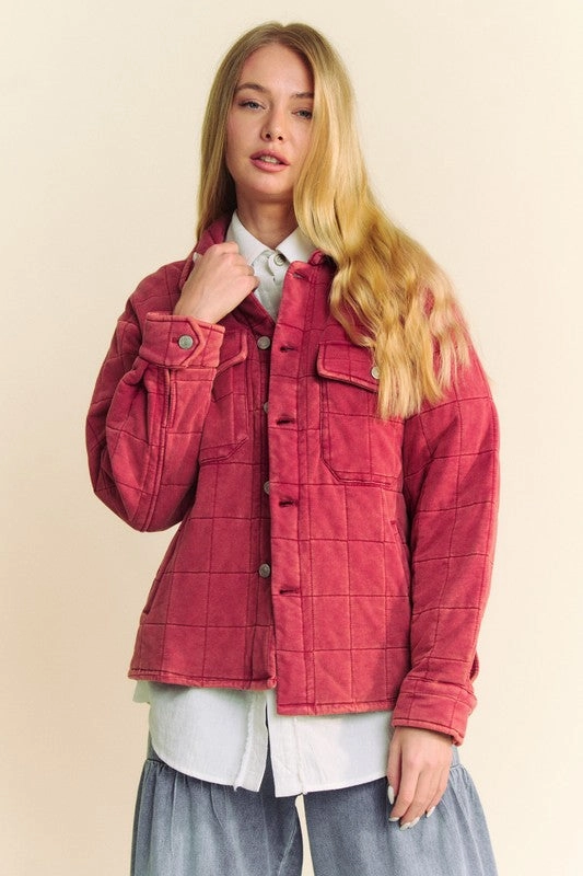 Price Drop Alert Davi & Dani Quilted Button Down Shacket With Chest Pockets