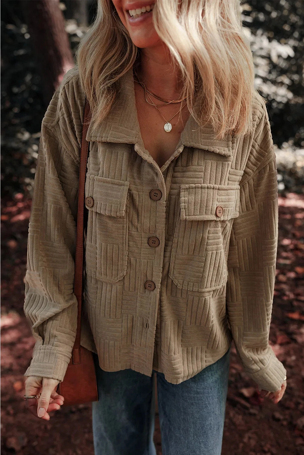 Today Only Steal Textured Pocketed Collared Neck Long Sleeve Shacket