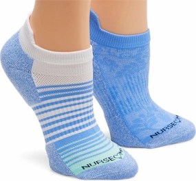 Clearance Sale Now Nurse Mates Compression Anklet 2 Pack-Denim Floral/Stripe