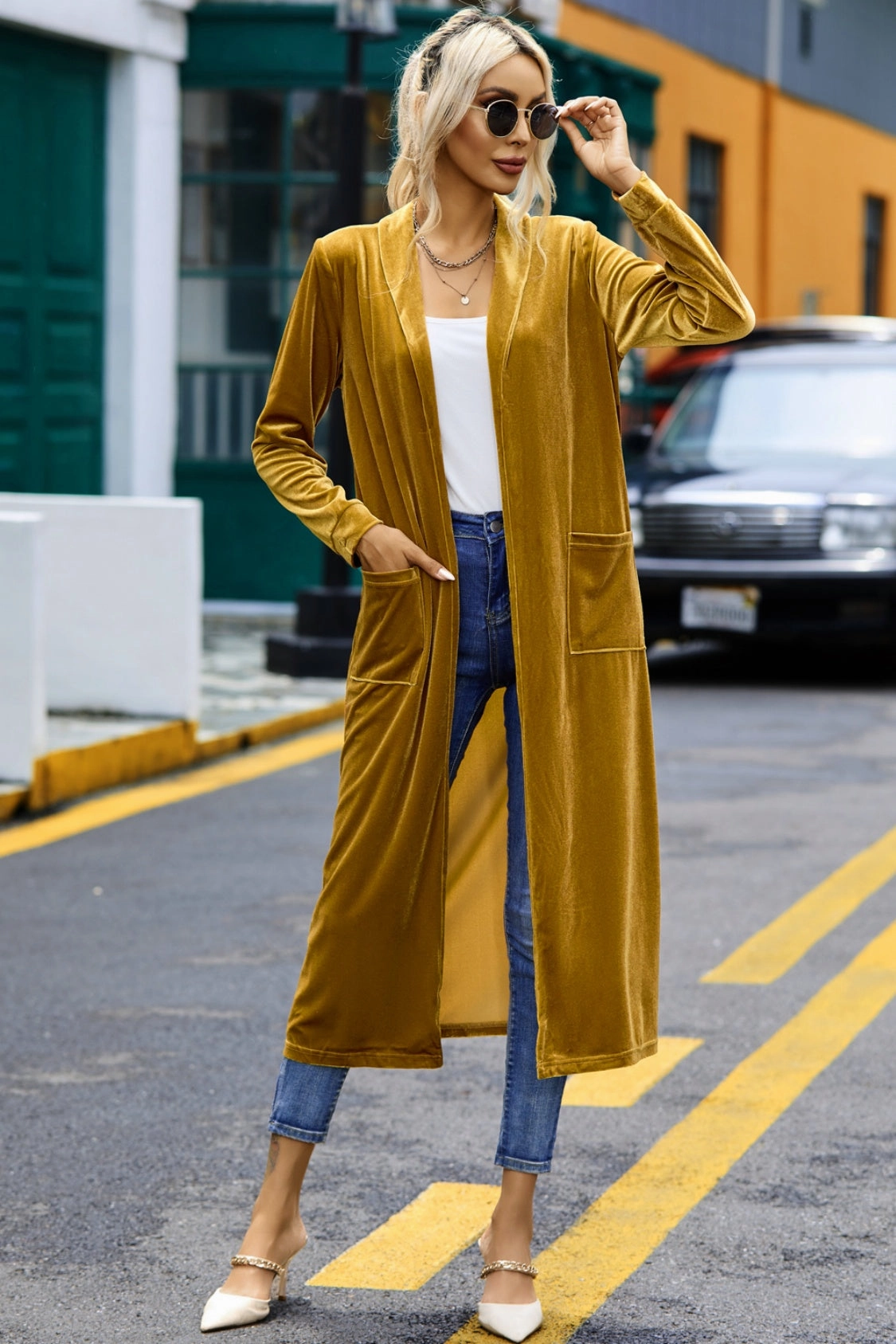 Velvet Open Front Long Cardigan With Pockets Todays Hot Savings MustHave Deals