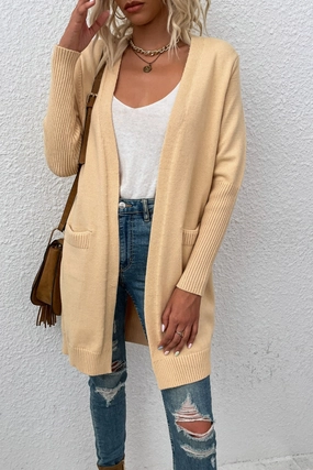 Hot Sale Frenzy Grab It Now Open Front Long Sleeve Cardigan With Pockets