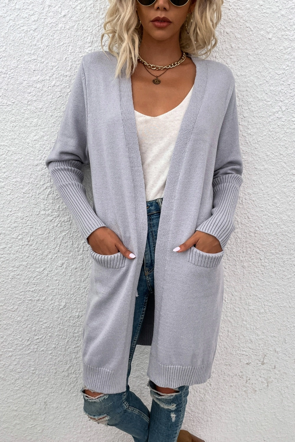 Dont Wait Save Today Perfect Gift Sale Open Front Long Sleeve Cardigan With Pockets