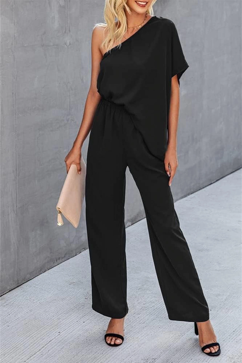 Single Shoulder Short Sleeve Jumpsuit Hot Pick Deal Shop Now Save