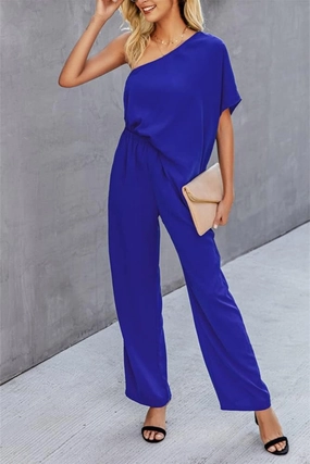 Todays Hot Pick Single Shoulder Short Sleeve Jumpsuit