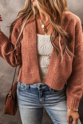 Slit Open Front Dropped Shoulder Cardigan Special Online Offer