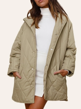 Slit Snap Down Long Sleeve Hooded Jacket Hot Pick of the Day