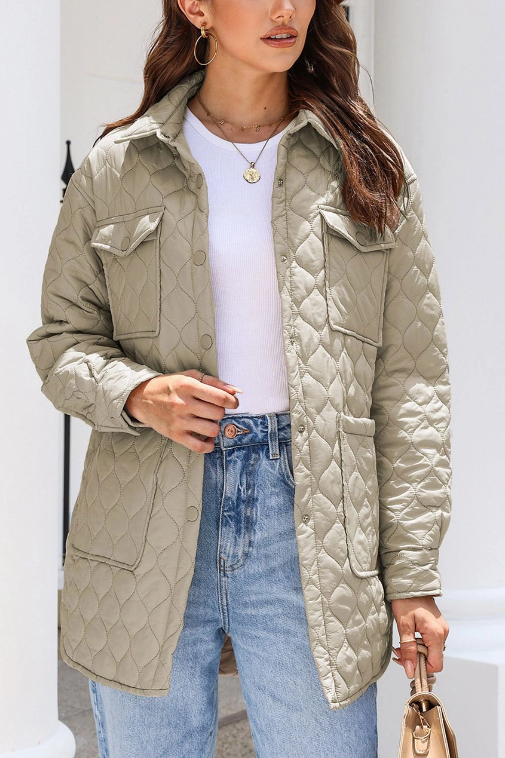 Snap Down Collared Winter Coat Grab the Deal Now