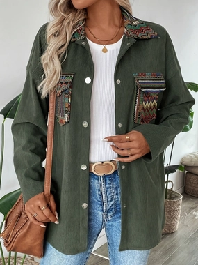 Flash Pick Today Limited Time Discount Snap Down Long Sleeve Jacket With Chest Pockets