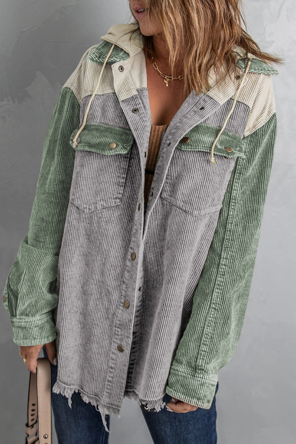 Shop Today Save Limited Offer Alert Snap Front Hooded Corduroy Shacket
