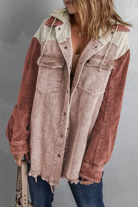 Grab Your Savings Today Only Hot Sale Snap Front Hooded Corduroy Shacket