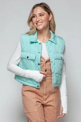 Snobbish Snap Down Quilted Crop Vest Online Exclusive Offer