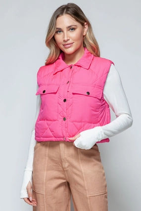 Snobbish Snap Down Quilted Crop Vest Clearance Event Daily Clearance Deal