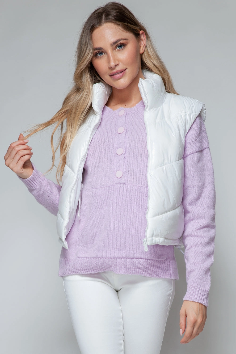 Snobbish Zip Up Turtleneck Shiny Quilted Vest Clearance Event Alert