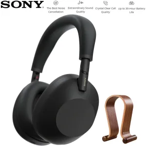 MustHave Deals MustHave Items Sony Best Wireless Noise Canceling Headphones Black With Wood Headphone Stand