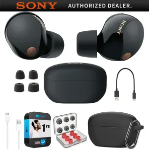 Sony Noise Canceling Truly Wireless Earbuds, Black   Accessories   Warranty Bundle MustHave Steals