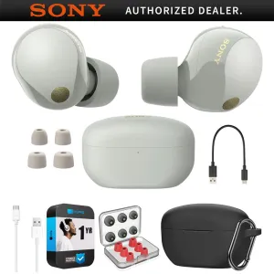 Save More Now Big Hot Sale Sony Noise Canceling Truly Wireless Earbuds, Silver   Accessories   Warranty Bundle