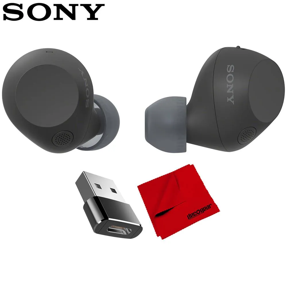 Sony Truly Wireless Noise Canceling Earbuds Black   Converter Adapter And Cloth Hot Price Drop Weekend Sale Special