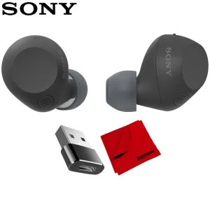 Sony Truly Wireless Noise Canceling Earbuds Black   Converter Adapter And Cloth Hot Price Drop Weekend Sale Special