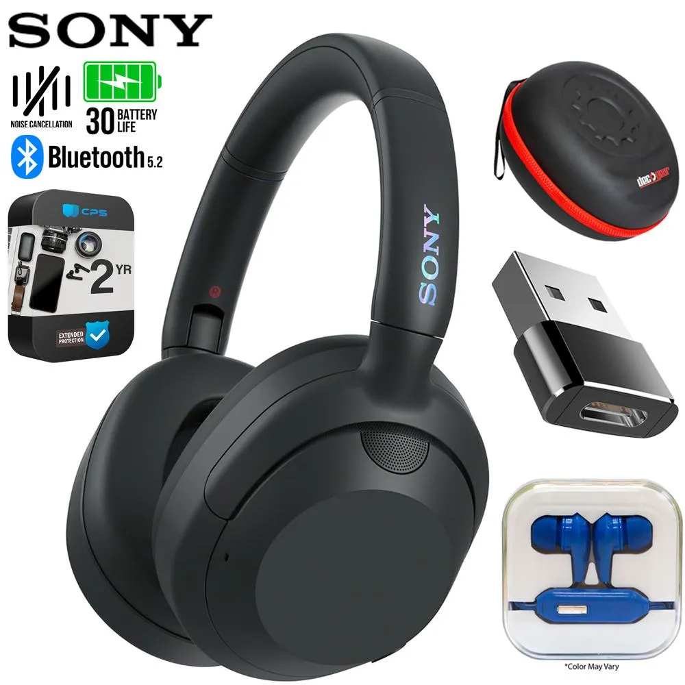 Sony Ult Wear Wireless Noise Canceling Headphones, Black W/ 2Yr Warranty Bundle Instant Savings Inside