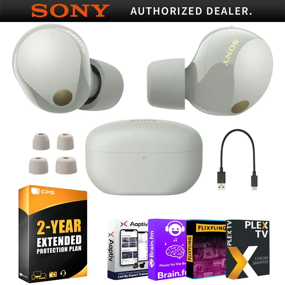 Sony Wf-1000Xm5 Noise Canceling Wireless Earbuds (Silver) Bundle With 2 Yr Warranty Dont Miss This Offer