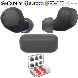 Todays Mega Savings Big Savings Event Sony Wf-C510 Truly Wireless Earbuds, Black Bundle With Deco 6 Pairs Of Earbud Tips