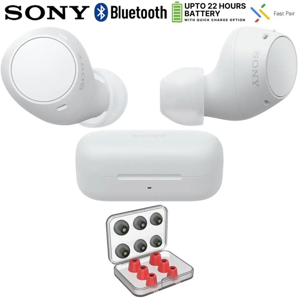 Flash Sale Alert Now Special Price Today Sony Wf-C510 Truly Wireless Earbuds, White Bundle With Deco 6 Pairs Of Earbud Tips