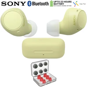 Sony Wf-C510 Truly Wireless Earbuds, Yellow Bundle With Deco 6 Pairs Of Earbud Tips EndofWeek Deals