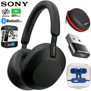 Sony Wh-1000Xm5 Wireless Noise Canceling Headphones, Black W/ 2Yr Warranty Bundle Flash Deal Today