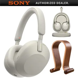 Gift Ideas Galore Flash Discount Today Sony Wh-1000Xm5 Wireless Noise Canceling Headphones, Silver   Wood Headphone Stand