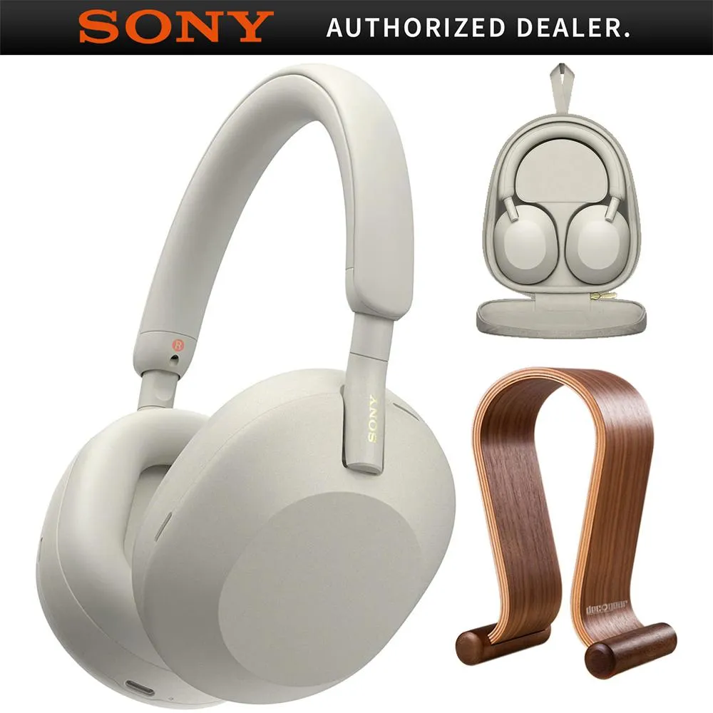 Gift Ideas Galore Flash Discount Today Sony Wh-1000Xm5 Wireless Noise Canceling Headphones, Silver   Wood Headphone Stand