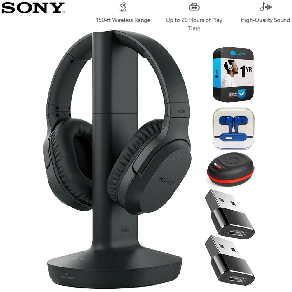 Sony Wireless Home Theater Headphones Black With Case And 1 Year Warranty Bundle Biggest Savings Now