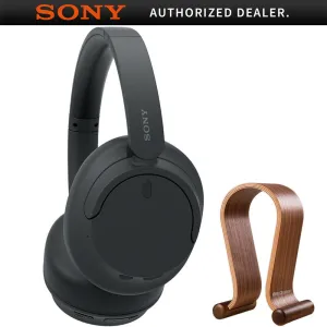 Sony Wireless Noise Cancelling Headphone, Black With Wood Headphone Display Stand Special Price Today