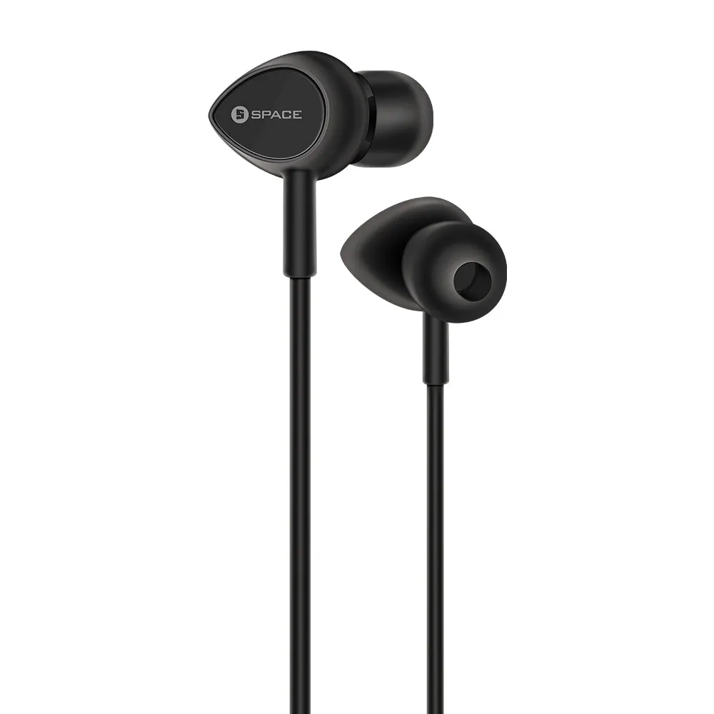 Space Pebble Xs Bass Earphones - Black Surprise Offer Now