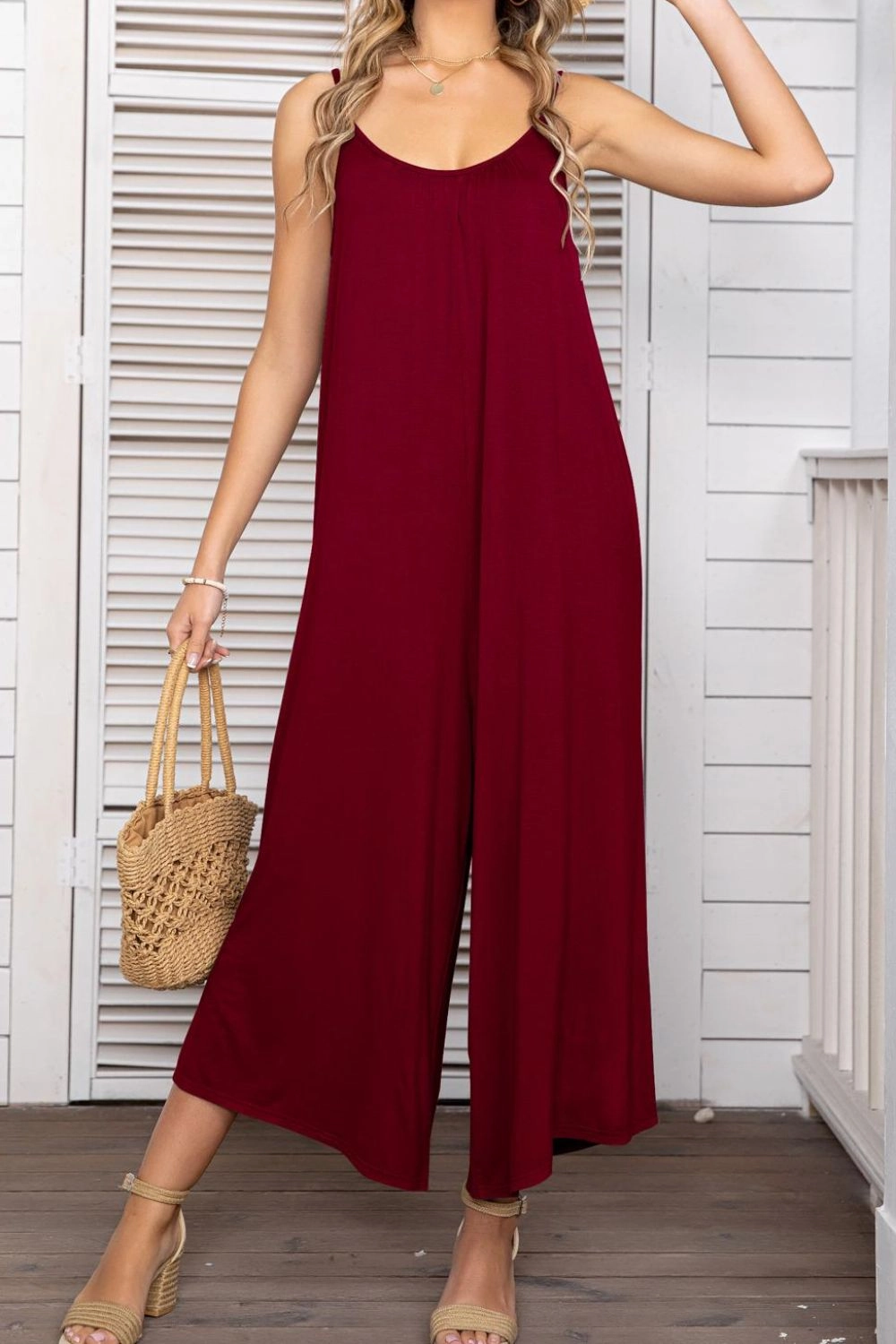 Spaghetti Strap Scoop Neck Jumpsuit Limited Time Hot Deal Hot Clearance Now