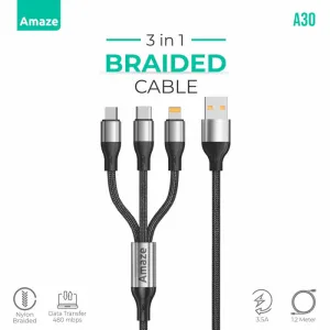 Amaze A30 3-In-1 Usb To Micro/Typec/Iphone Cable 3.5A 1.2M Hot Savings Alert