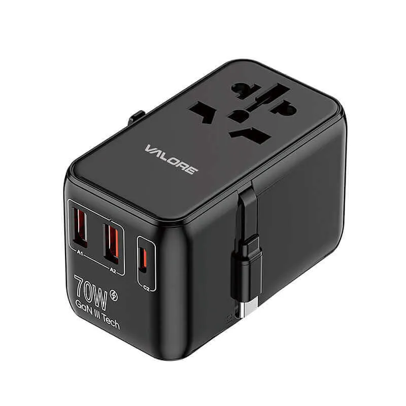 Limited Stock Hot Deal Exclusive Savings Event Valore Pd70W Universal Travel Adaptor With Retractable Cable (Uta-002)