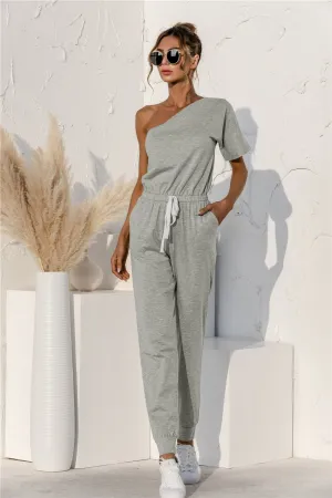 Single Shoulder Short Sleeve Jumpsuit Perfect Gift Sale