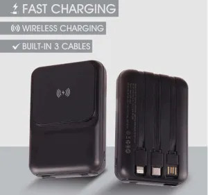 Big Savings Today Special Steal Event Fast Charging Wireless Powerbank With Built-In 3 Cables