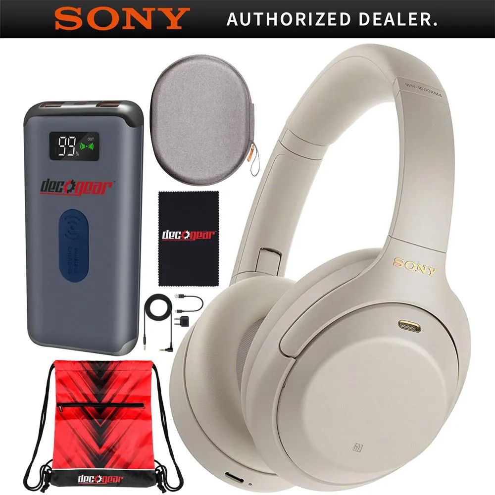 Sony Wh-1000Xm4 Wireless Noise Cancelling Headphones W/ Hands Free Mic Silver Bundle Trendy Picks Today